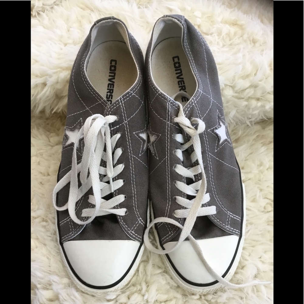 Gray canvas Converse One Star sneakers